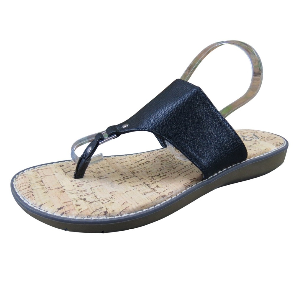 A2 by Aerosoles Cool Cat‎ Women's 10 Black Faux Leather Thong Sandals Comfort